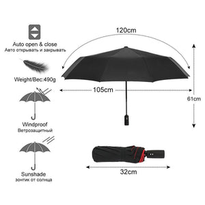 Planet Gates 100004777 Windproof Automatic Double Umbrella Rain Women 3Fold Female Male 10 Bone Car Luxury Large Business Umbrellas Men Gift Parasol