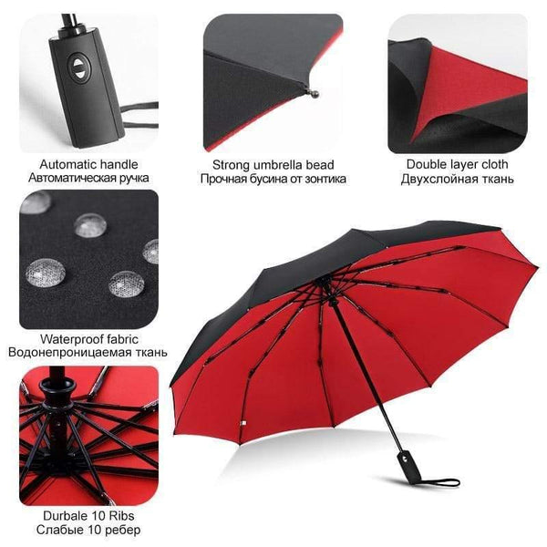 Planet Gates 100004777 Windproof Automatic Double Umbrella Rain Women 3Fold Female Male 10 Bone Car Luxury Large Business Umbrellas Men Gift Parasol
