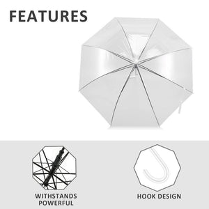 Planet Gates 100004777 Windproof Fashion Transparent Clear Automatic Umbrella Parasol For Wedding Party Favor Stand Inside Out Rain Protecting