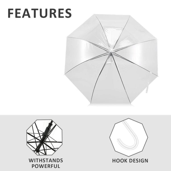 Planet Gates 100004777 Windproof Fashion Transparent Clear Automatic Umbrella Parasol For Wedding Party Favor Stand Inside Out Rain Protecting