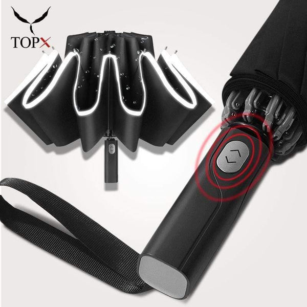 Planet Gates 100004777 Windproof Reverse Automatic 3Folding Umbrella Rain For Men Women 10 Ribs Reflective Stripe Portable Female Umbrella Male Parasol