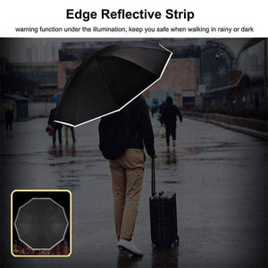 Planet Gates 100004777 Windproof Reverse Automatic 3Folding Umbrella Rain For Men Women 10 Ribs Reflective Stripe Portable Female Umbrella Male Parasol