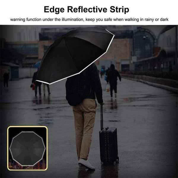 Planet Gates 100004777 Windproof Reverse Automatic 3Folding Umbrella Rain For Men Women 10 Ribs Reflective Stripe Portable Female Umbrella Male Parasol