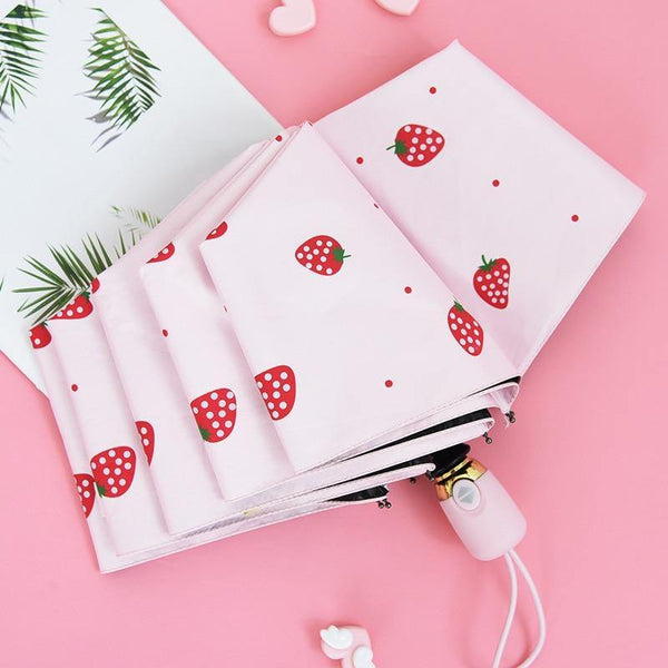 Planet Gates 100004777 YD200043PK Luxury Cartoon Fruit Strawberry Umbrella Clear Folding Automatic Umbrellas For Children Women UV Rain NEW Umbrella YD200043