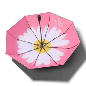 Planet Gates 100004777 YD200079PK Fashion Daisy Flower Automatic Umbrellas Windproof Folding Rainy Umbrellas For Women UV Foldable Umbrella Parasol YD200079