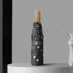 Planet Gates 100004777 YS200056BK Folding Black Dot Umbrellas Charms Rain Uv Round Point Umbrella For Womens Windproof Umbrellas YS200056