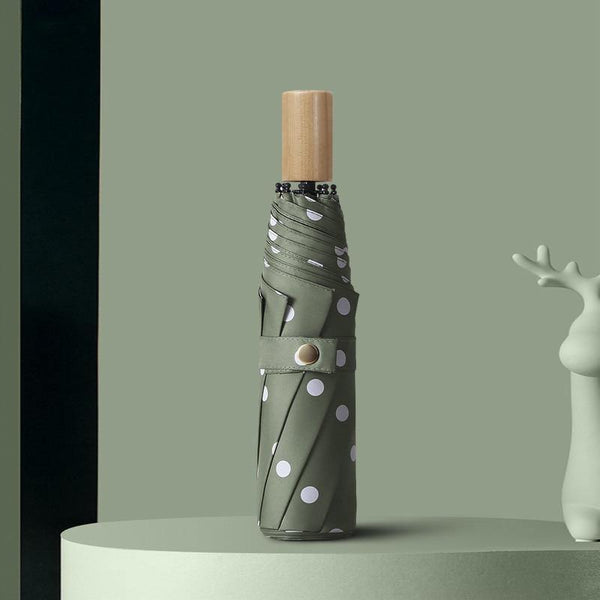 Planet Gates 100004777 YS200056DKGN Folding Black Dot Umbrellas Charms Rain Uv Round Point Umbrella For Womens Windproof Umbrellas YS200056