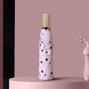 Planet Gates 100004777 YS200056PK Folding Black Dot Umbrellas Charms Rain Uv Round Point Umbrella For Womens Windproof Umbrellas YS200056