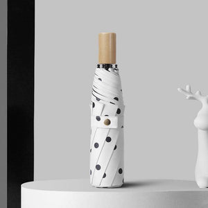 Planet Gates 100004777 YS200056WH Folding Black Dot Umbrellas Charms Rain Uv Round Point Umbrella For Womens Windproof Umbrellas YS200056