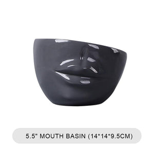 Planet Gates 100005865 black Flower Pot Home Decoration Creative Human Face Mouth Ceramic Art Flower Pot Home Green Plant Succulent Flower Decoration Vase