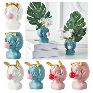 Planet Gates 100005865 Cute Girl Blowing Bubbles Succulent Planters Vinyl Flower Pot For Home Tabletop Decor, Various Styles Available