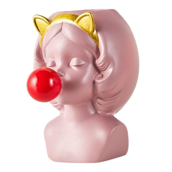 Planet Gates 100005865 Cute Girl Blowing Bubbles Succulent Planters Vinyl Flower Pot For Home Tabletop Decor, Various Styles Available