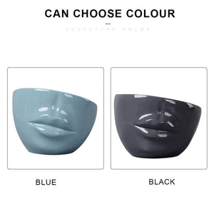 Planet Gates 100005865 Flower Pot Home Decoration Creative Human Face Mouth Ceramic Art Flower Pot Home Green Plant Succulent Flower Decoration Vase