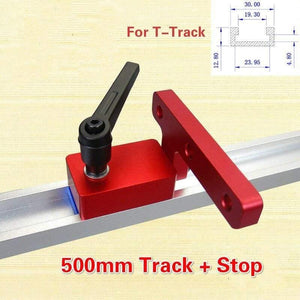 Planet Gates 100007505 1Pc 500mm T track 1Set Miter Track Stop And Aluminium Alloy T-tracks Slot Miter Track Jig Fixture T-Slot Woodworking Tool DIY Manual