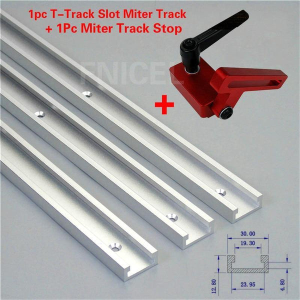 Planet Gates 100007505 1Set Miter Track Stop And Aluminium Alloy T-tracks Slot Miter Track Jig Fixture T-Slot Woodworking Tool DIY Manual