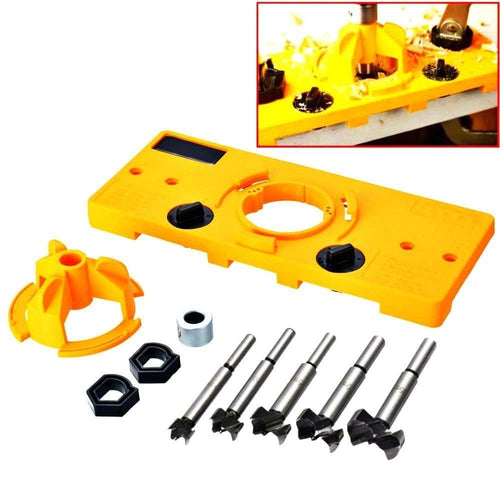 Planet Gates 100007505 1Set with 5 drill 15MM-35MM Cup Style Hinge Boring Jig Drill Guide Set Door Hole Template For Concealed Hinge Jig Woodworking DIY Tool