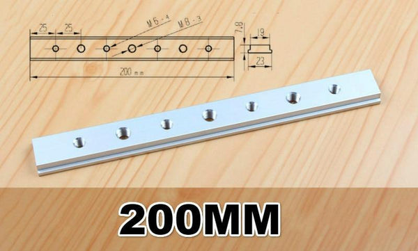 Planet Gates 100007505 200mm with hole Aluminium T Track Slot M6 M8 Slide Slab For T-slot T-track Miter Track Fixture Slot Woodworking Tool Router Table Tools