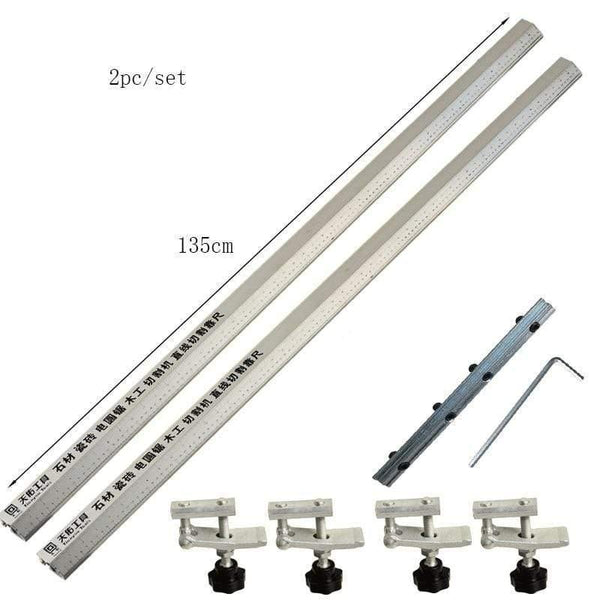Planet Gates 100007505 2pc-set 135cm Flip Saw Electric Circular Saw Cutting Machine Guide Foot Ruler Guide 3in 1 45 Degrees Chamfer Fixture Angle Cutting Helper Tool