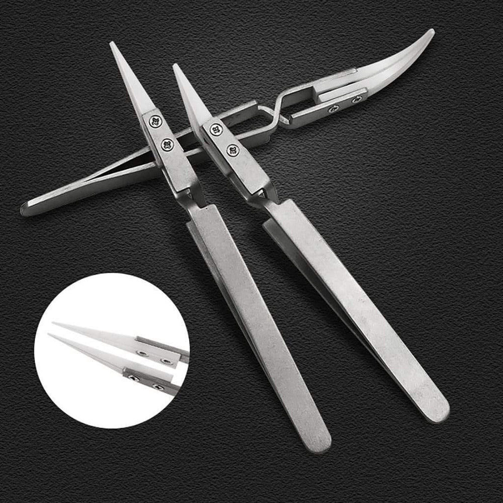 Planet Gates 100007505 30^Heat Resistant Anti-static Stainless Steel Ceramic Tweezers For RDA RBA DIY Vape Power Home Work Woodworking Hand Tool