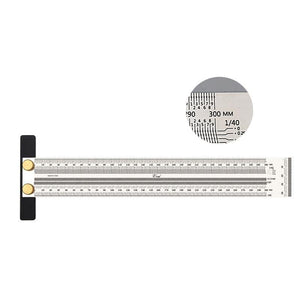 Planet Gates 100007505 300mm Woodworking Scribe 180-400mm T-type Ruler Hole Scribing ruler crossed-out tool Line Drawing Marking Gauge DIY Measuring Tool