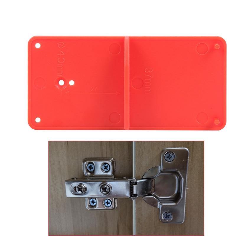 Planet Gates 100007505 35/40mm Hinge Hole Drilling Guide Locator Hole Opener Template Door Cabinets DIY Tools For Woodworking Hand Tools Supplies (Orange)