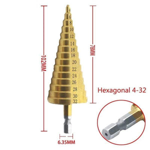 Planet Gates 100007505 3pcs HSS Steel Titanium Step Drill Bit Hand Tool Sets 3-12 4-12 4-20 4-32mm Step Cone Cutt Woodworking Wood Metal Drill Bit Set