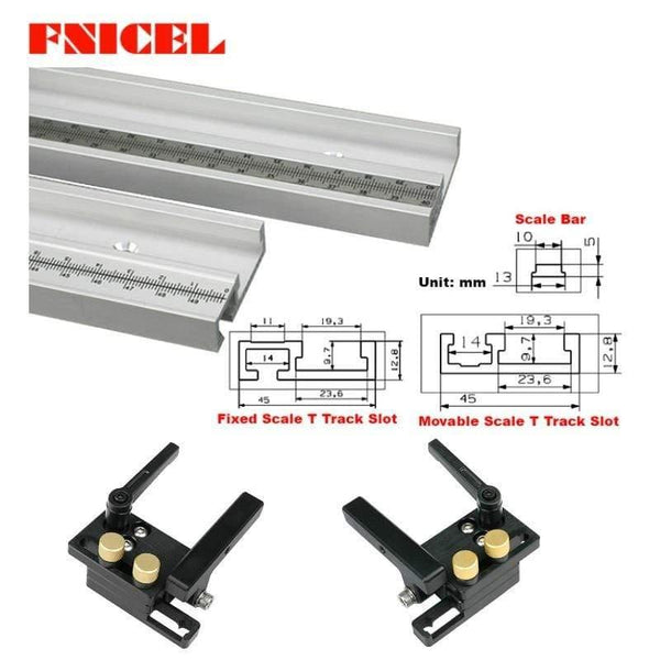 Planet Gates 100007505 400-800mm Aluminum Alloy T Track Slot With Scale And Miter Track Stop Movable Scale T-tracks Router Table Saw Woodworking DIY