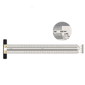 Planet Gates 100007505 400mm Woodworking Scribe 180-400mm T-type Ruler Hole Scribing ruler crossed-out tool Line Drawing Marking Gauge DIY Measuring Tool
