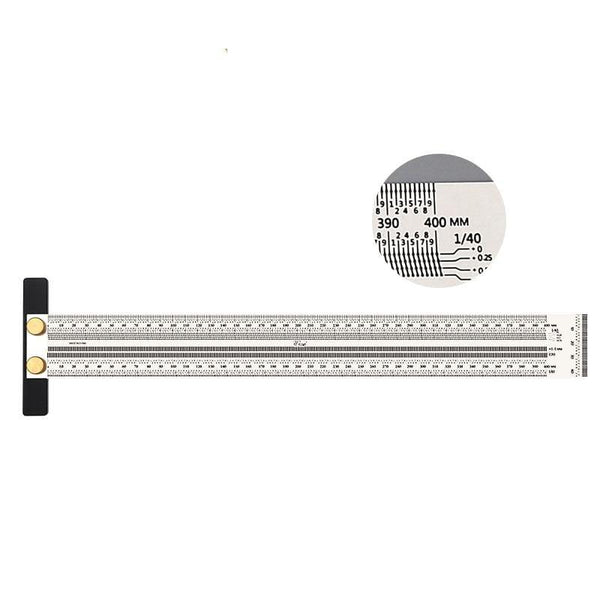 Planet Gates 100007505 400mm Woodworking Scribe 180-400mm T-type Ruler Hole Scribing ruler crossed-out tool Line Drawing Marking Gauge DIY Measuring Tool