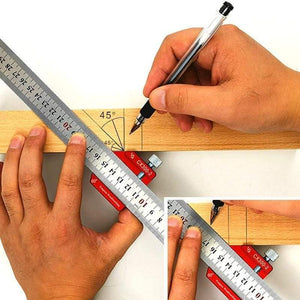 Planet Gates 100007505 45-90 Degree Woodworking Angle Scribe Height Ruler Carpenter Gauge Locator Steel Ruler Adjustable Fixed Block DIY Measuring Tool (Angle Ruler)