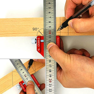 Planet Gates 100007505 45-90 Degree Woodworking Angle Scribe Height Ruler Carpenter Gauge Locator Steel Ruler Adjustable Fixed Block DIY Measuring Tool (Angle Ruler)