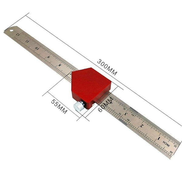 Planet Gates 100007505 45-90 Degree Woodworking Angle Scribe Height Ruler Carpenter Gauge Locator Steel Ruler Adjustable Fixed Block DIY Measuring Tool (Angle Ruler)