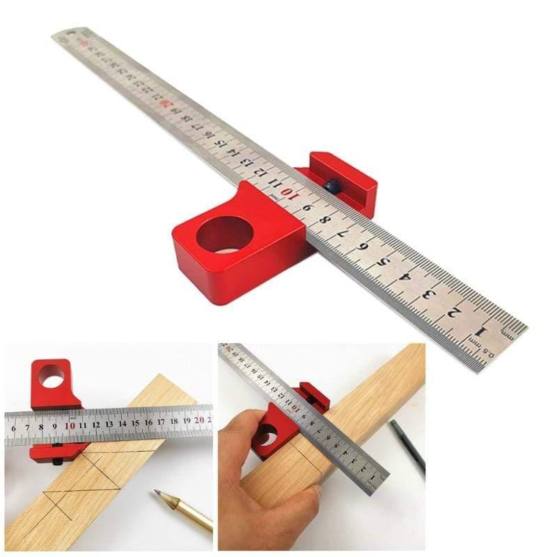 Planet Gates 100007505 45 Degree Angle Scribe Carpenter Gauge Universal Steel Ruler Locator Steel Ruler Adjustable Fixed Block Woodworking DIY Tool