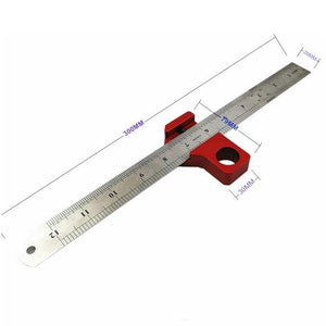 Planet Gates 100007505 45 Degree Angle Scribe Carpenter Gauge Universal Steel Ruler Locator Steel Ruler Adjustable Fixed Block Woodworking DIY Tool