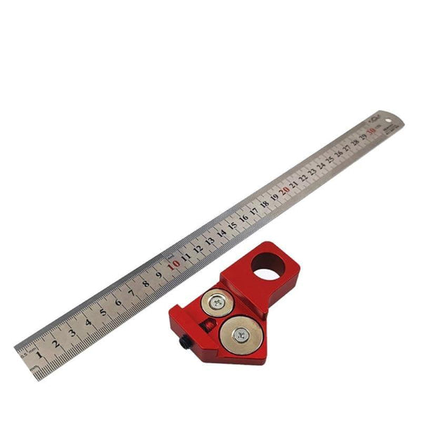 Planet Gates 100007505 45 Degree Angle Scribe Carpenter Gauge Universal Steel Ruler Locator Steel Ruler Adjustable Fixed Block Woodworking DIY Tool