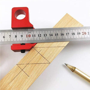 Planet Gates 100007505 45 Degree Angle Scribe Carpenter Gauge Universal Steel Ruler Locator Steel Ruler Adjustable Fixed Block Woodworking DIY Tool