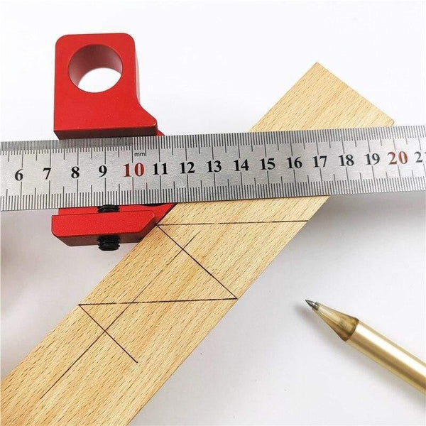 Planet Gates 100007505 45 Degree Angle Scribe Carpenter Gauge Universal Steel Ruler Locator Steel Ruler Adjustable Fixed Block Woodworking DIY Tool