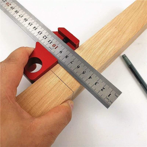 Planet Gates 100007505 45 Degree Angle Scribe Carpenter Gauge Universal Steel Ruler Locator Steel Ruler Adjustable Fixed Block Woodworking DIY Tool