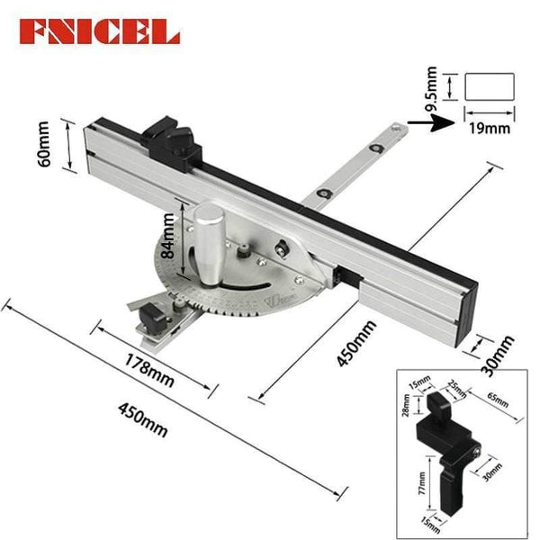 Planet Gates 100007505 450mm Miter Gauge with track Stop Table Saw/Router Miter Gauge Sawing Assembly Ruler for Table Saw Router Woodworking Tools DIY
