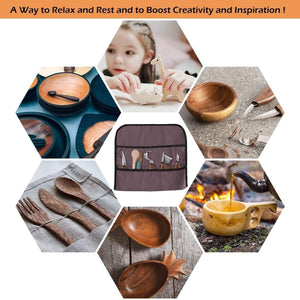 Planet Gates 100007505 5/10/12pcs Chisel Woodworking Cutter Hand Tool Set Wood Carving Knife DIY Peeling Woodcarving Sculptural Spoon Carving Cutter