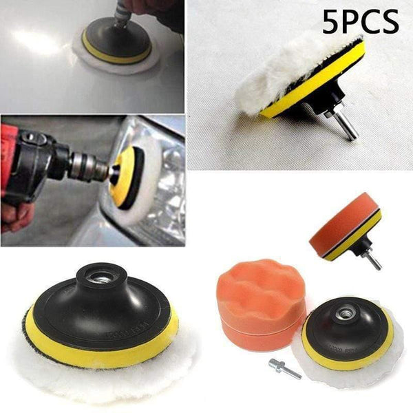 Planet Gates 100007505 5Pcs Buffing Pad Set Thread 3 Inch Auto Car Polishing Pad Kit For Car Polisher + Drill Adaptor M10 Power Tools Accessories
