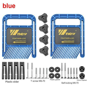 Planet Gates 100007505 Blue Set Extended Feather Loc Board Set Multi-purpose Woodworking Engraving Machine Double Featherboards Miter Gauge Slot DIY Tools