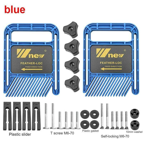 Planet Gates 100007505 Blue Set Extended Feather Loc Board Set Multi-purpose Woodworking Engraving Machine Double Featherboards Miter Gauge Slot DIY Tools
