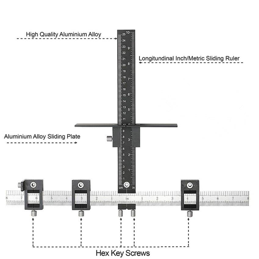 Planet Gates 100007505 Furniture Adjustable Drilling Dowelling Hole Saw Locator Woodworking Joinery Hand Tool Multi-function Drill Punch Locator