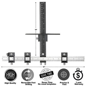 Planet Gates 100007505 Furniture Adjustable Drilling Dowelling Hole Saw Locator Woodworking Joinery Hand Tool Multi-function Drill Punch Locator