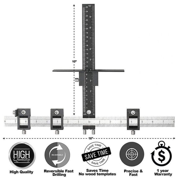 Planet Gates 100007505 Furniture Adjustable Drilling Dowelling Hole Saw Locator Woodworking Joinery Hand Tool Multi-function Drill Punch Locator