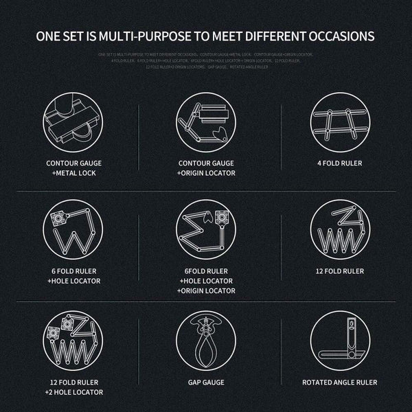 Planet Gates 100007505 Multi Project DIY Tool Kit Contour Gauge Duplicator Angle Measuring Ruler Sliding 4-6-12 Fold T-Bevel Square