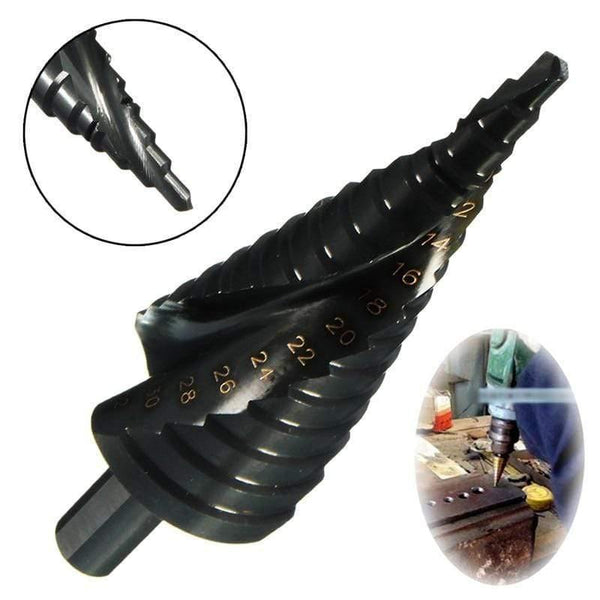 Planet Gates 100007505 Multi-size HSS Steel Titanium Step Drill Bits 3-12/4-12/4-20/4-32mm Step Cone Cutting Tools Steel Wood Metal Drilling