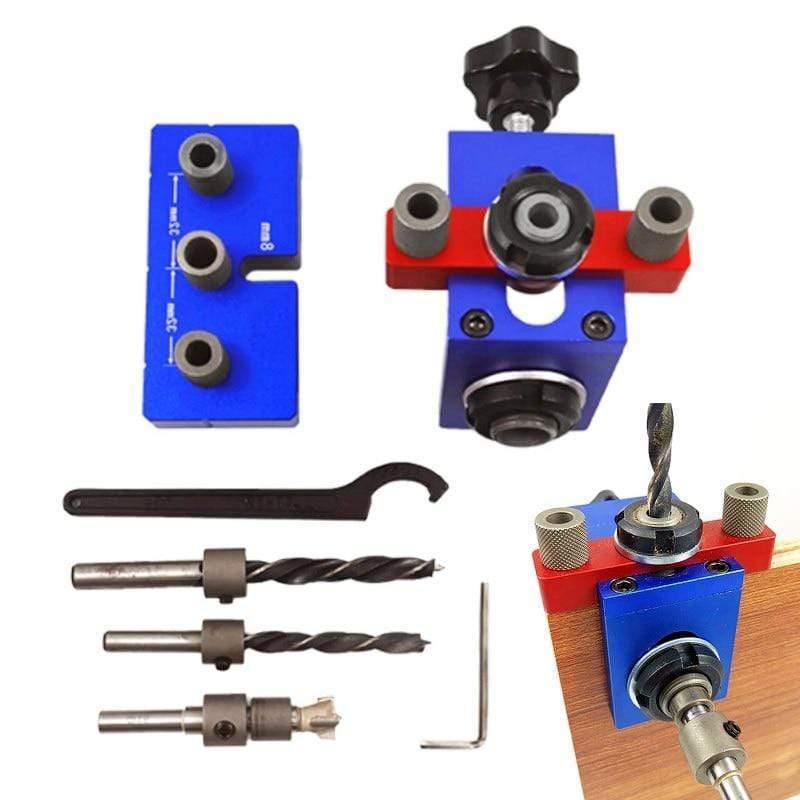 Planet Gates 100007505 Pocket Hole Jig Kit Doweling Jig Wood Vertical Drilling Detachable Locator For Furniture Connecting Hole Puncher Carpentry Tools