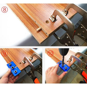 Planet Gates 100007505 Pocket Hole Jig Kit Doweling Jig Wood Vertical Drilling Detachable Locator For Furniture Connecting Hole Puncher Carpentry Tools